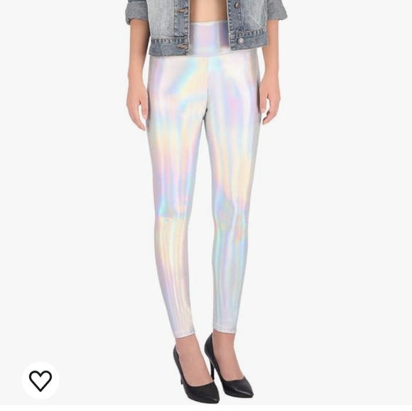 Rainbow High Waist Irredescent Silver Leggings NWT Sz. M - Picture 3 of 11